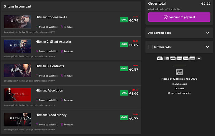 Hitman Classics GOG purchase