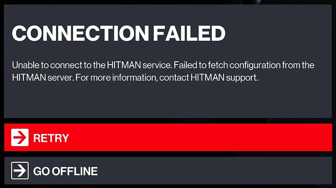 HITMAN 3 connection failed