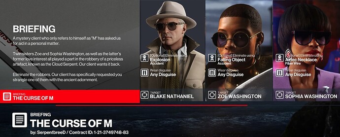 The Curse of M - Briefing targets