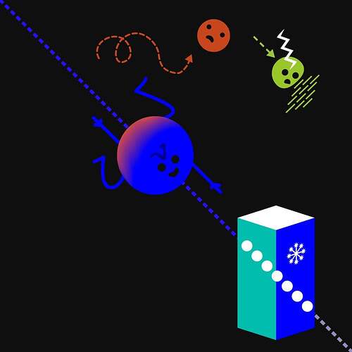 An illustration of a high-energy neutrino passing through ice.